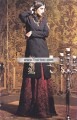SC6808 Black Lava Red Georgette Embroidered Chiffon Lehenga