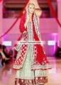 BW7494 Bright Red Celadon Crinkle Chiffon Banarasi Jamawar Sharara