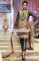 PW6027 Black Dark Champagne Crinkle Chiffon Banarasi Jamawar Printed Chiffon Party Dress