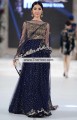 SC6658 Oxford Blue Matellic Gold Crinkle Chiffon Banarasi Jamawar Lehenga