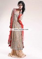 SC6854 Navajo White Deep Carmine Pink Crinkle Chiffon Lehenga