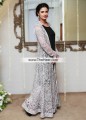 AK7394 Gainsboro Crinkle Chiffon Raw Silk Anarkali Jacket