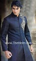 SW484 Navy Blue Pure Chiffon Sherwani