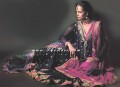 SC6448 Cerise Pink And Dark Liver Crinkle Chiffon Lehenga
