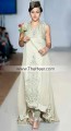 AK7960 Pearl Off White Ash gray Crinkle Chiffon Crepe Silk Anarkali