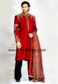 SW883 Deep Red Jamawar Sherwani