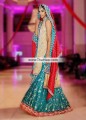 BW7496 Flax Teal Venetian Red Banarsi Jamawar Banarsi Crinkle Chiffon Sharara