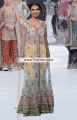 AK6697 Off White Maize Crinkle Chiffon Raw Silk Anarkali Dress