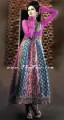 AK6415 Magenta,Yale Blue And Dark Puce Banarasi Jamawar And Crinkle Chiffon Anarkali Style