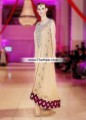 AK7486 Peach Yellow Crinkle Chiffon Raw Silk Anarkali