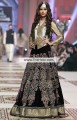 BW6986 Metallic Gold Black Fancy Net Velvet Crinkle Chiffon Lehenga