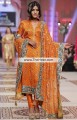 PW6961 Cadmium Orange Raw Silk Crepe Silk Crinkle Chiffon Party Dress