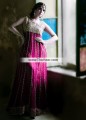 AK6845 Dark Champagne Jazzberry Jam Crinkle Chiffon Banarasi Jamawar Anarkali