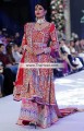 BW6675 Lava Neon Fuchsia Crinkle Chiffon Embroidered Chiffon Angrakha Sharara