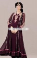 AK7272 Seal Brown Crinkle Chiffon Crepe Silk Anarkali