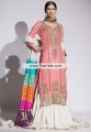 BW7344 Light Salmon Pink Off White Multicolor Crinkle Chiffon Gharara