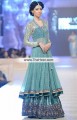 SC6141 Verdigris Cambridge Blue Crinkle Chiffon Velvet Angrakha Lehenga