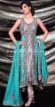 SC6629 Languid Lavender And Tiffany Blue Crinkle Chiffon And Raw Silk Shalwar Kameez