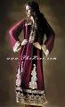 AK6501 Dark Dogwood Rose And Maroon Crincle Chiffon Anarkali Style