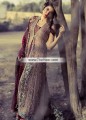 MX6741 Khaki Burgundy Crinkle Chiffon Banarasi Jamawar Banarasi Crinkle Chiffon Raw Silk Maxi