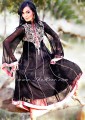 EW6606 Black Crinkle Chiffon Anarkali Style