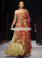 BW6546 Pink Golden Red Crinkle Chiffon Net Lehenga