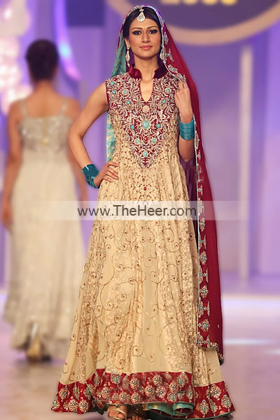 BW5395 Burlywood Persian Plum Crinkle Chiffon Banarasi Jamawar Sharara Pakistani Bridal Dresses Collection Staged by Teena Hina Butt at Pantene Bridal Couture Week 2013 Bridal Wear