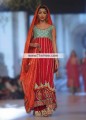 SC7448 Rufous Persian Green Maroon Orange Red Banarasi Jamawar Crinkle Chiffon Raw Silk Sharara