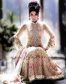 AK6739 Tan Crincle Chiffon Anarkali Style