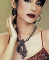 JW060 Garnet And Jet Black Gemstones Necklace Party Jewellery