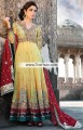 AK6802 Flavescent Up Maroon Crinkle Chiffon Raw Silk Anarkali Frock