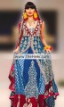 BW6118 Maroon, Yale Blue & Brandeis Blue Crinkle Chiffon, Banarasi Jamawar & Velvet Gown