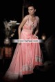 AK7213 Coral Pink Crinkle Chiffon Charmeuse Silk Anarkali