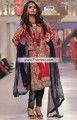 PW6609 Lust Red Duke Blue Crinkle Chiffon Banarasi Jamawar Party Dress