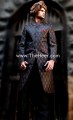 SW408 Black Banarasi Jamawar Sherwani