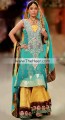 BW7028 Light Sea Green Teal Verdigris Saffron Crinkle Chiffon Banarasi Jamawar Sharara