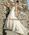 MX6747 White Crinkle Chiffon Crepe Silk Brush Train Wedding Maxi 