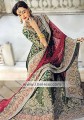 BW6383 Pakistan Green Banarasi Jamawar Crinkle Chiffon Lehnega