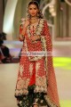BW7632 Scarlet Forest Green Crinkle Chiffon Banarasi Jamawar Sharara