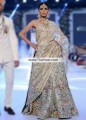 BW6858 Almond Powder Blue Crinkle Chiffon Raw Silk Lehenga