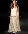 AK6465 Khaki Vanilla Crinkle Chiffon & Banarasi Jamawar Anarkali Style