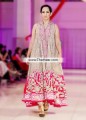 AK7522 Almond American Rose Bright Pink Pearl Heavy Crinkle Chiffon Raw Silk Anarkali