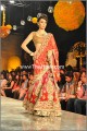 HDIL03 Flame Red Golden Crinkle Chiffon Banarasi Jamawar Lehenga