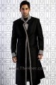 SW456 Black Raw Silk Sherwani