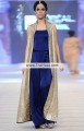 PW6140 Champagne Midnight Blue Crinkle Chiffon Charmeuse Silk Jumpsuit