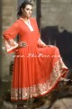 AK7520 Portland Oranger & Offwhite Anarkali Style