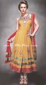 AK6431 Light Bronze And Crimson Glory Crincle Chiffon Anarkali Style