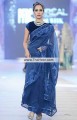 SR6017 Dark Oxford  Blue Dark Prussian Blue Velvet Crinkle Chiffon Saree