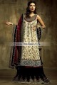 BW5484 Cream & Off White Black Crinkle Chiffon Lehenga