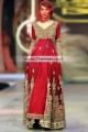 BW7658 Cardinal Upsdell Red Crinkle Chiffon Raw Silk Lehnga